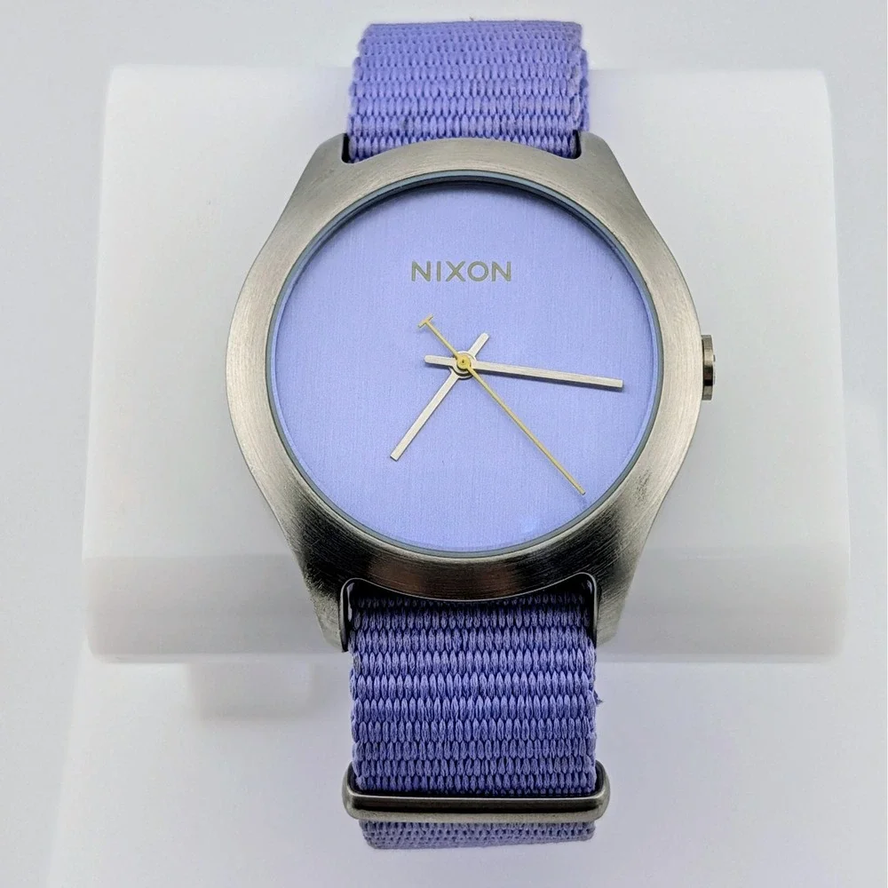 Nixon The Mod Women's Watch Lavender Dial Nylon Strap Stainless Steel 40mm
